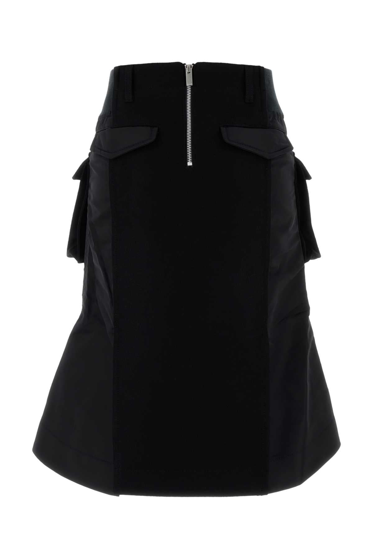 Sacai Women Black Wool Skirt - 2