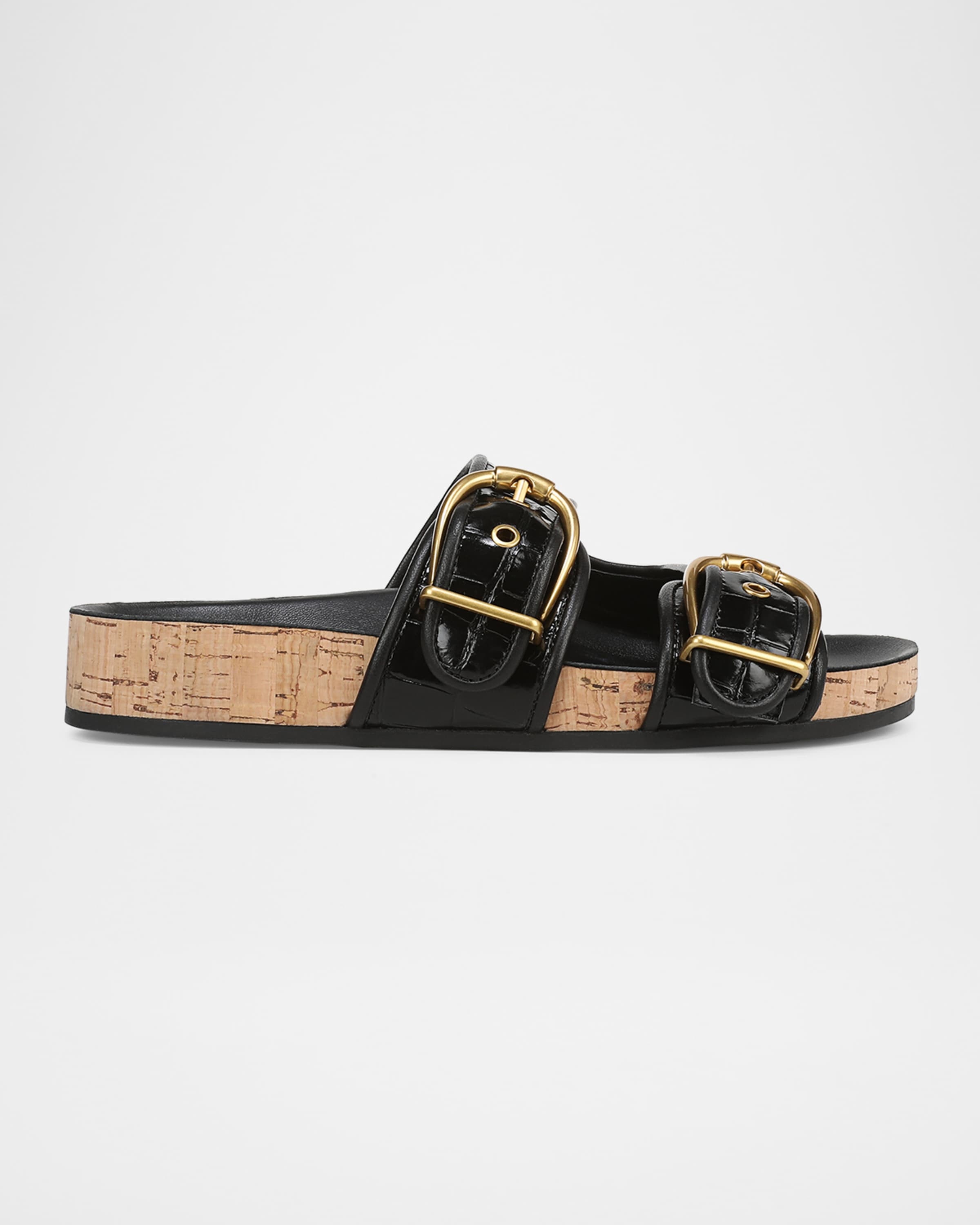 Prue Croc-Printed Leather Slide Sandals - 1