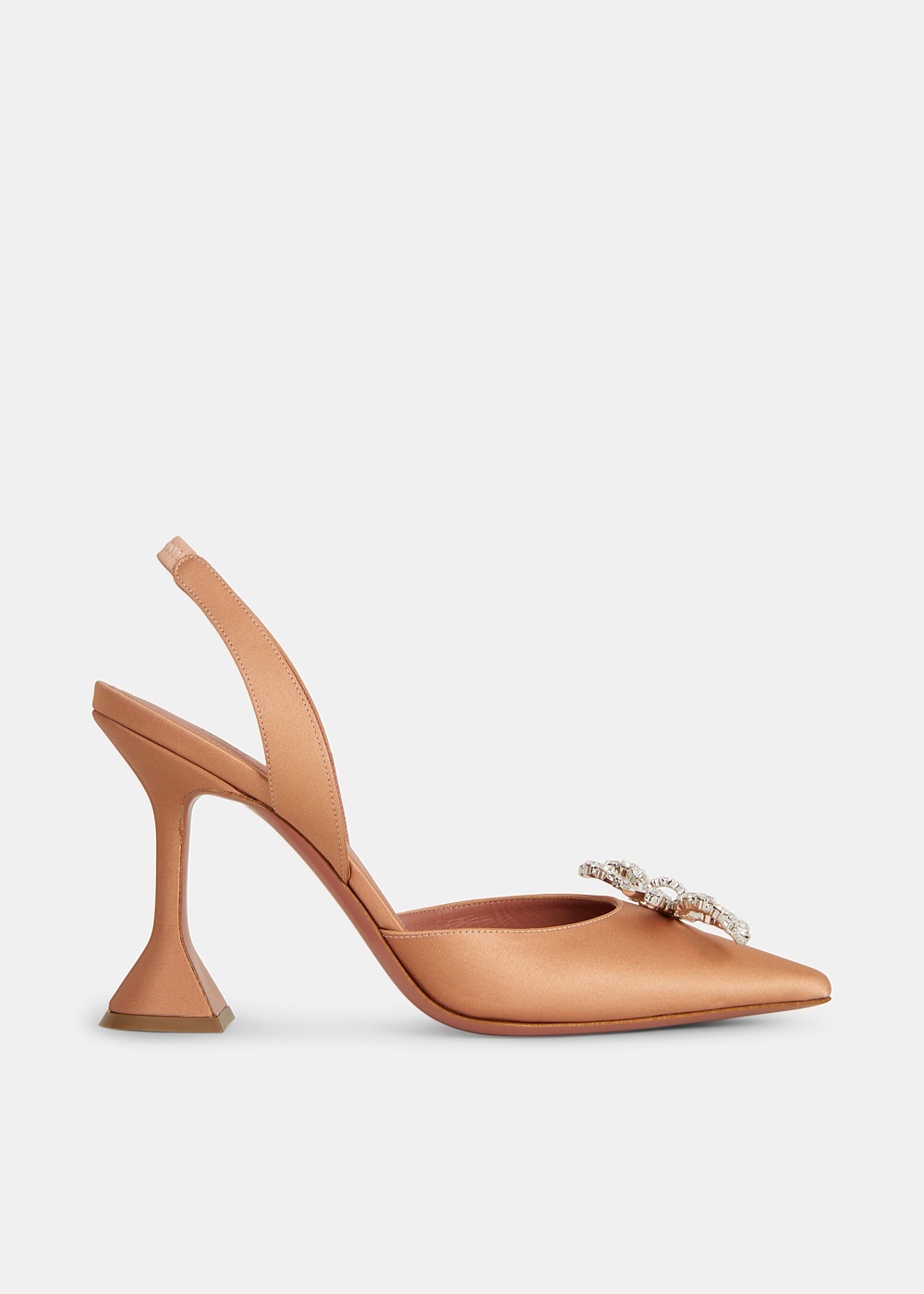 Latte Satin Rosie Slingback Heels - 1