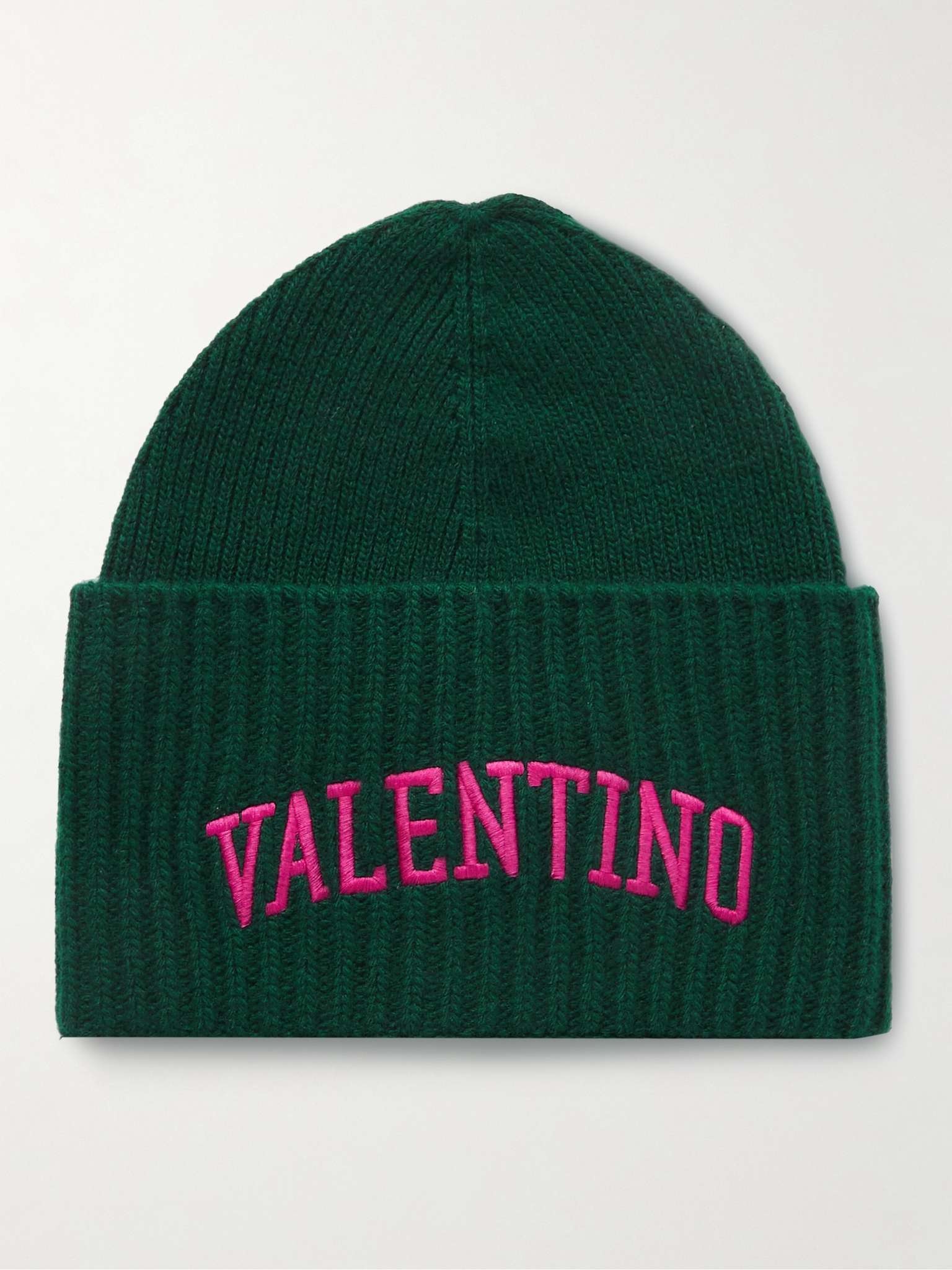 Valentino Garavani Logo-Embroidered Virgin Wool Beanie - 1