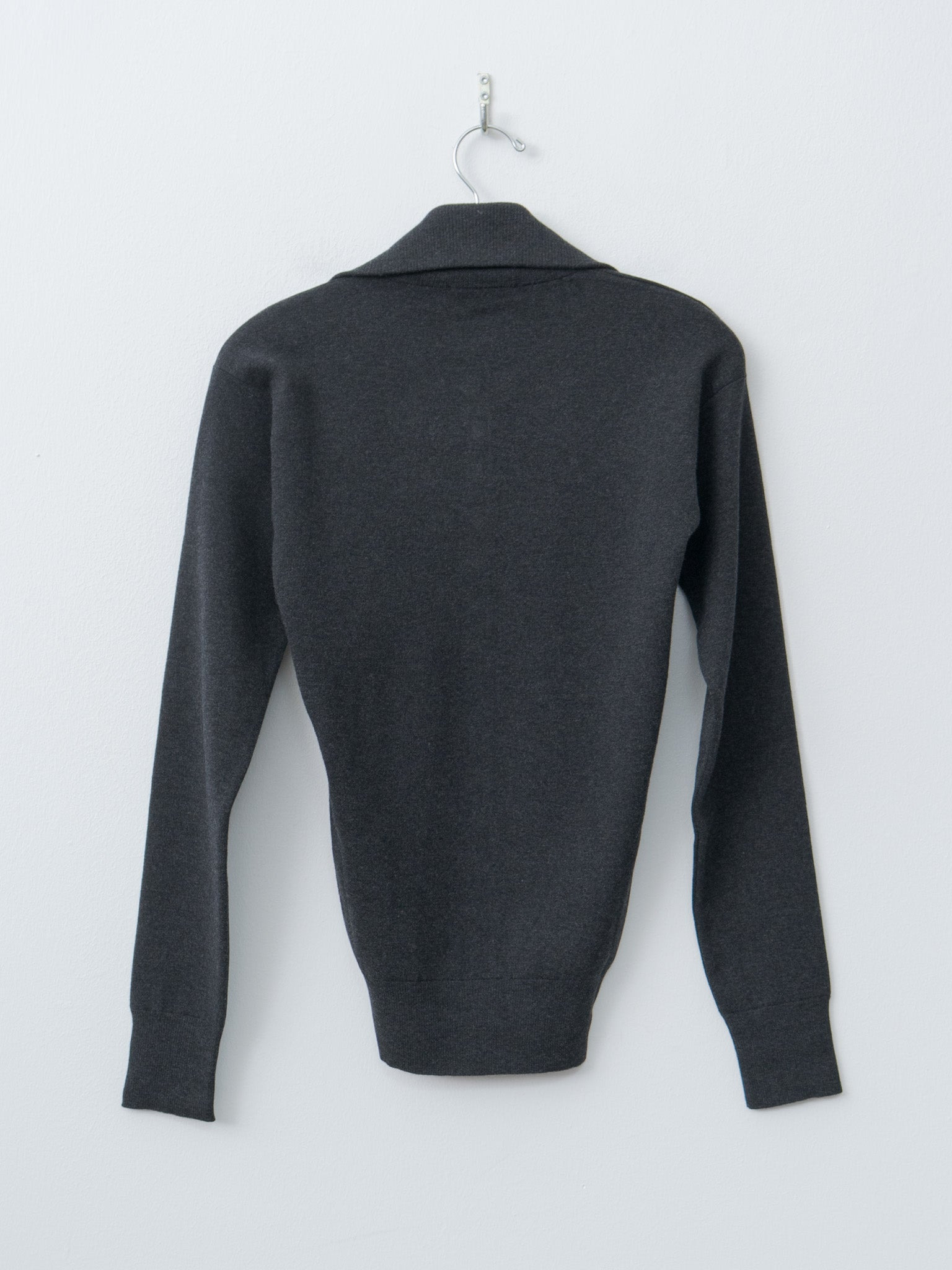 Buttoned Fitted Cardigan - Anthracite Melange - 7