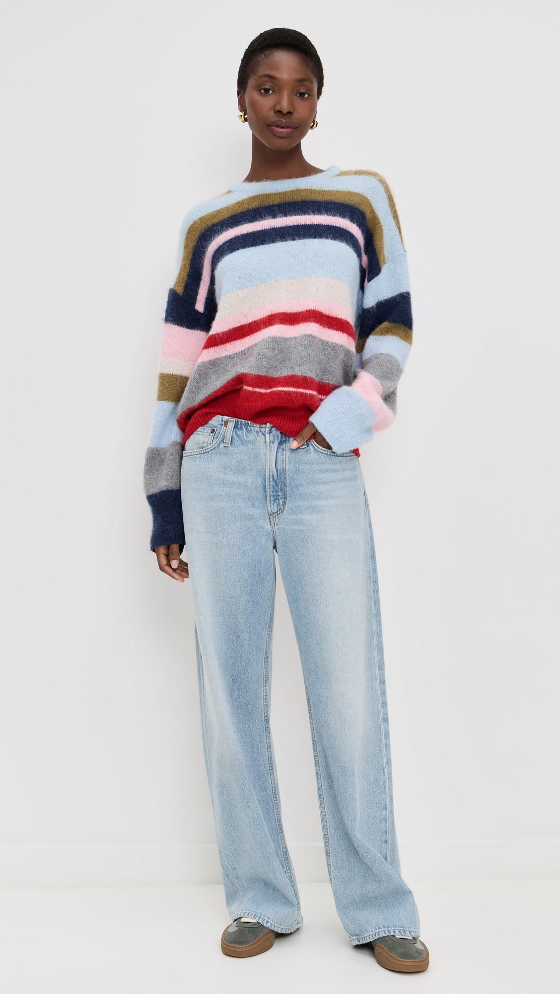Oversized Stripe Knit Pullover - 4