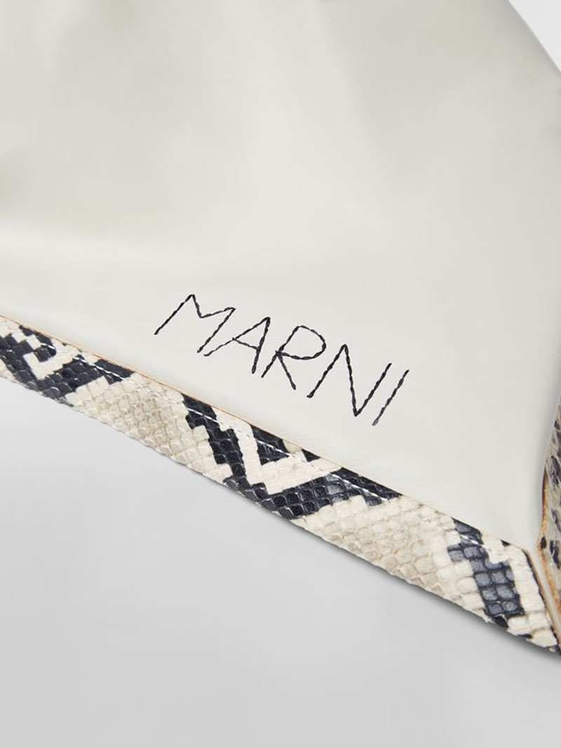 WHITE NAPPA LEATHER TRIANGULAR SCARF WITH PRINTED PYTHON FINISH 4