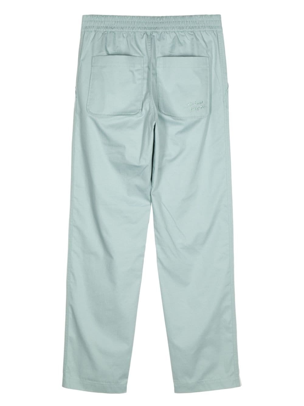 elasticated-waistband straight-leg cotton trousers - 2
