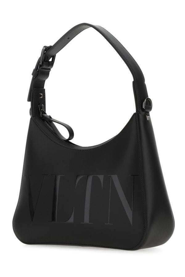 Valentino Garavani Man Black Leather Vltn Handbag - 2