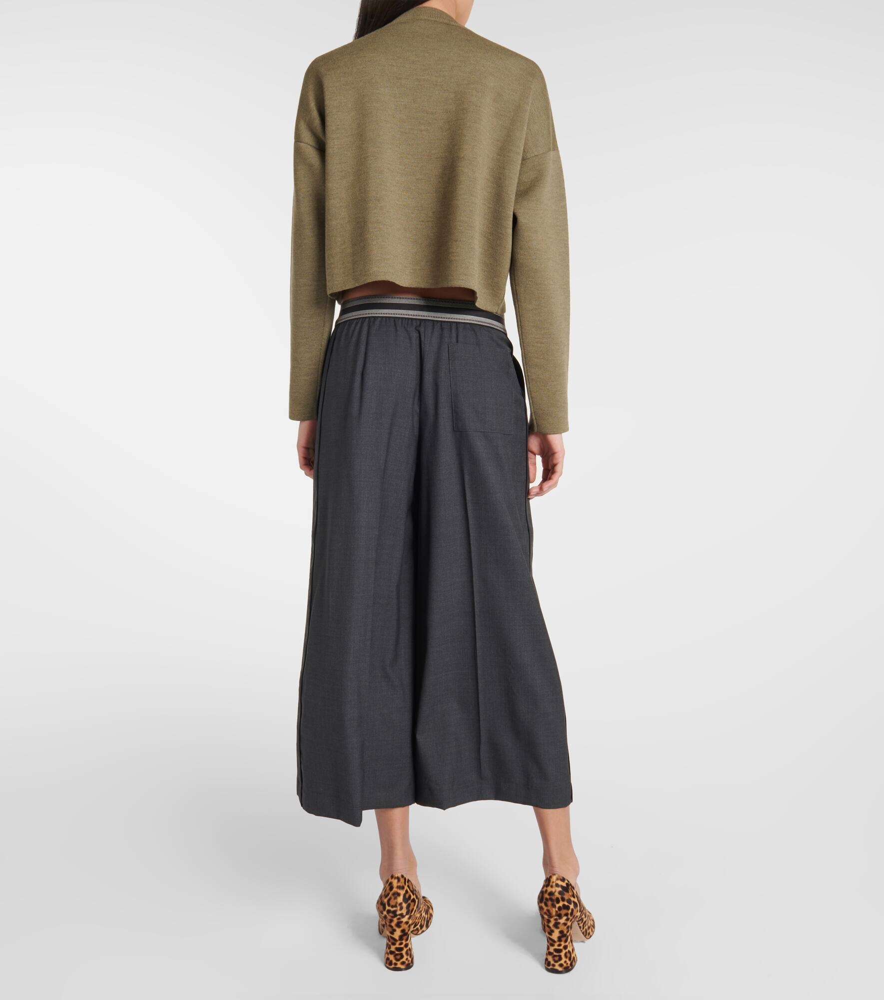 Wool cropped wide-leg pants - 3