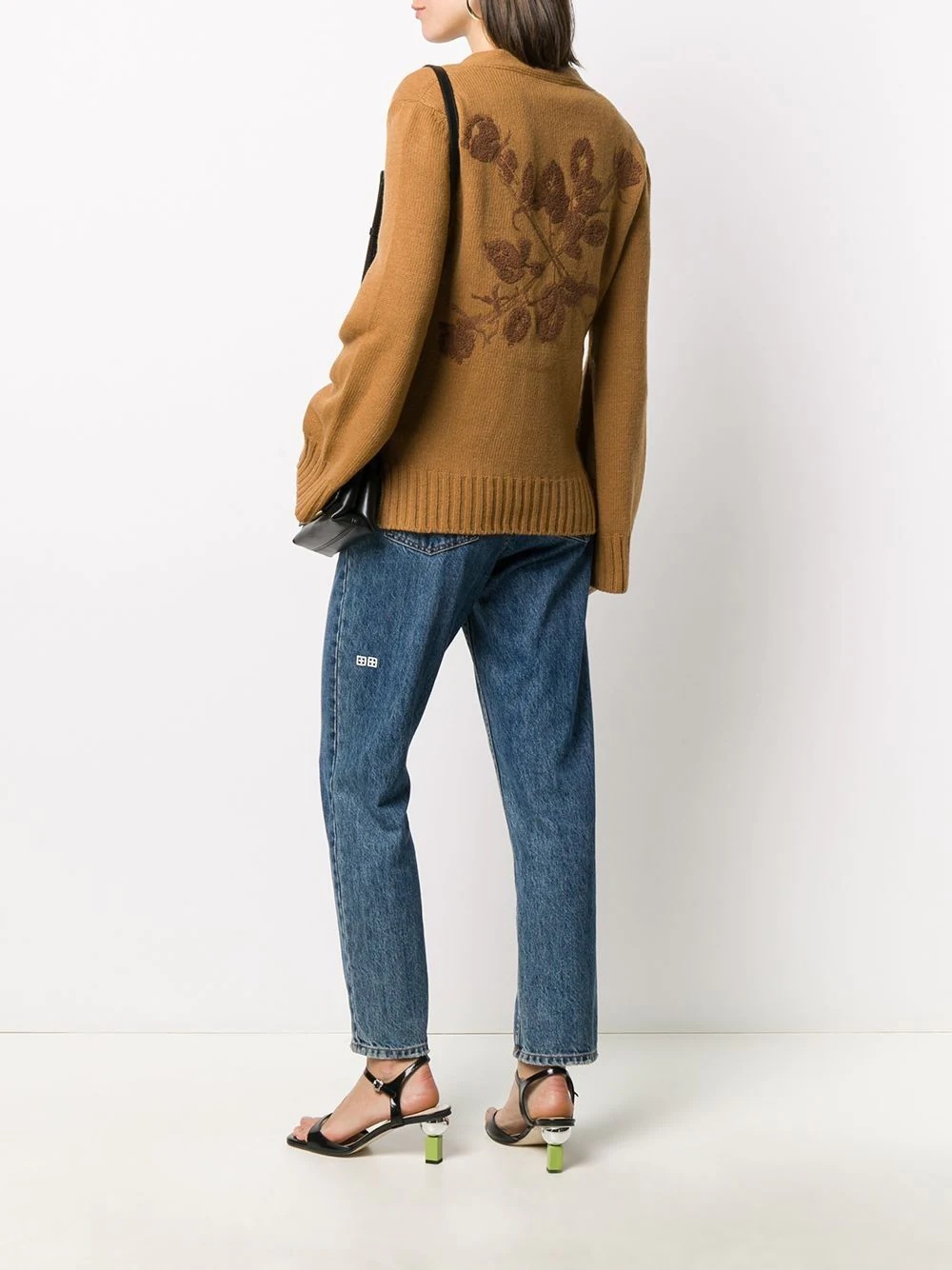 floral embroidered V-neck cardigan - 2