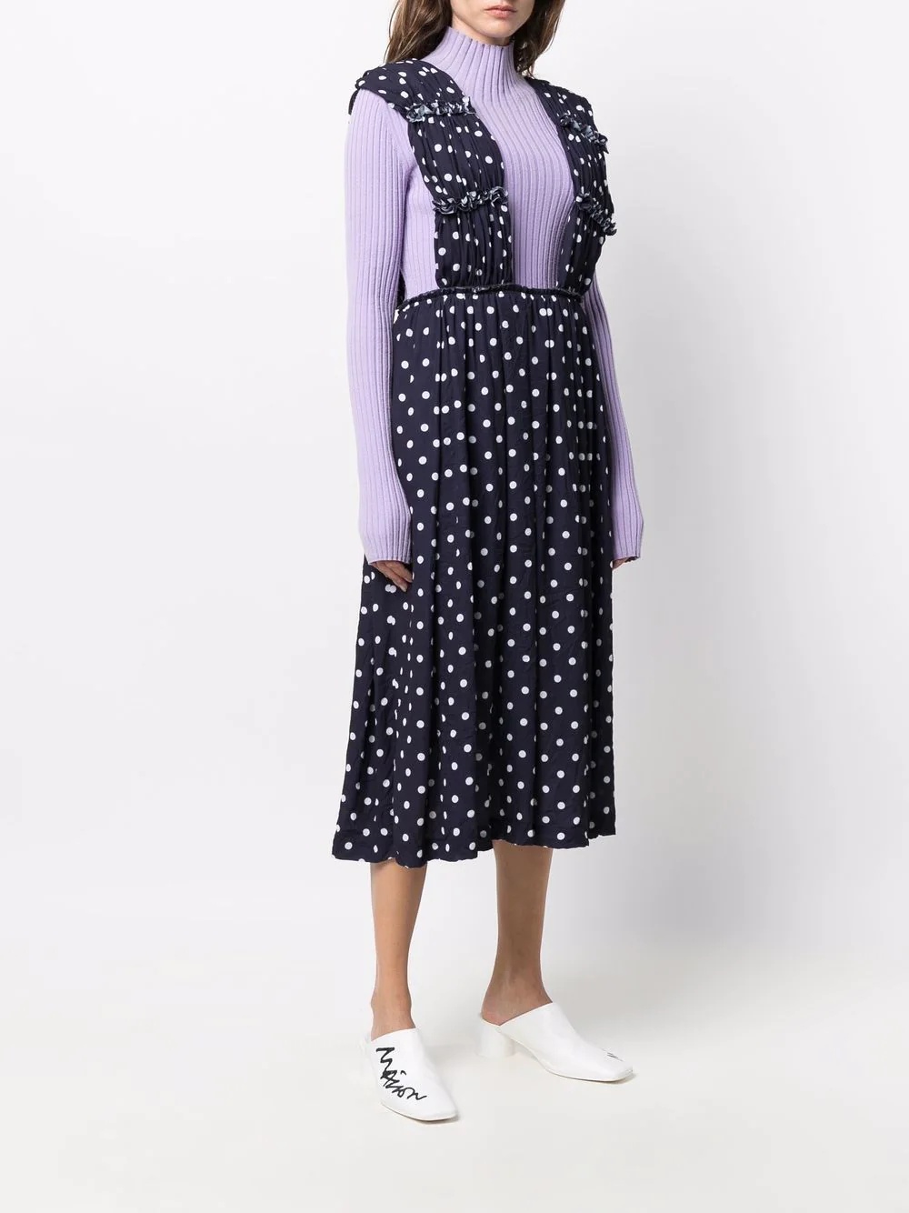 polka-dot pleated dungaree skirt - 3