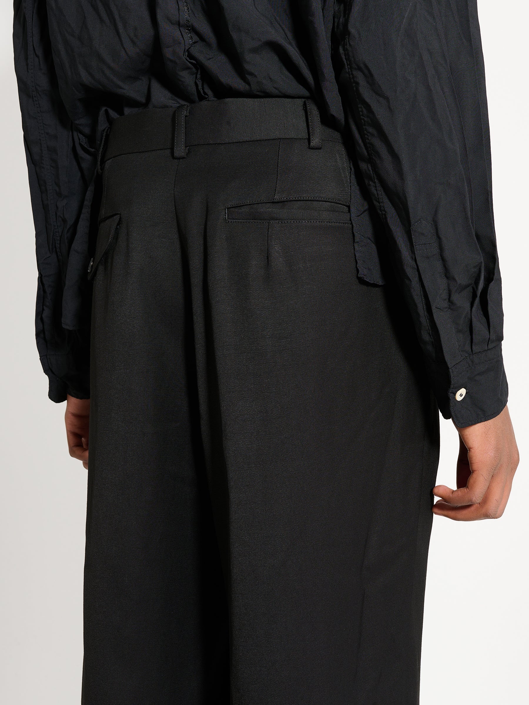 COMME DES GARÇONS HOMME PLUS RAYON LINEN TWILL PANTS BLACK - 5