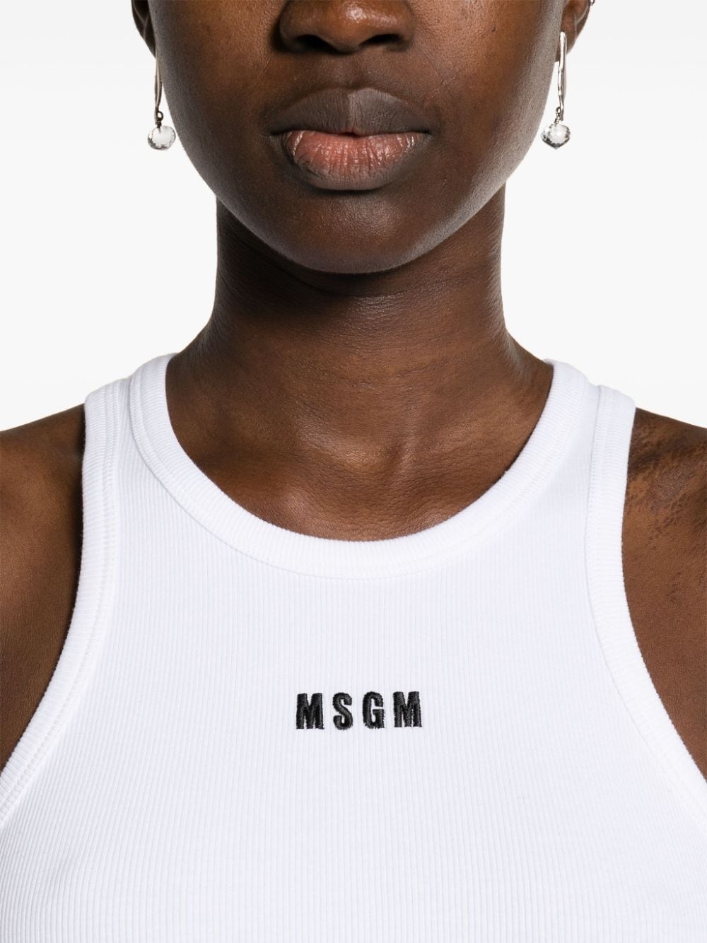 embroidered-logo ribbed tank top - 5