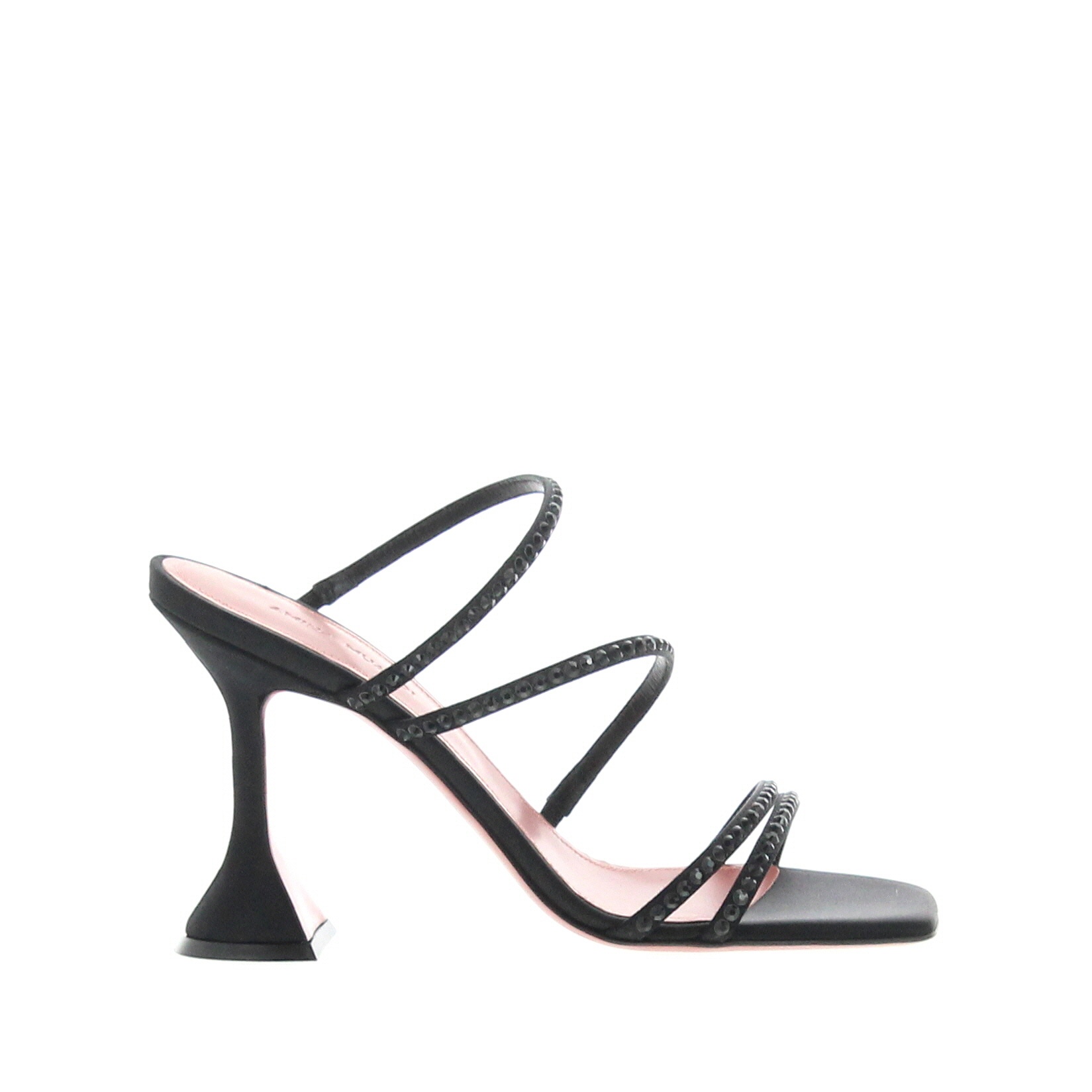 Amina Muaddi – Naima Crystal Satin Black - 1