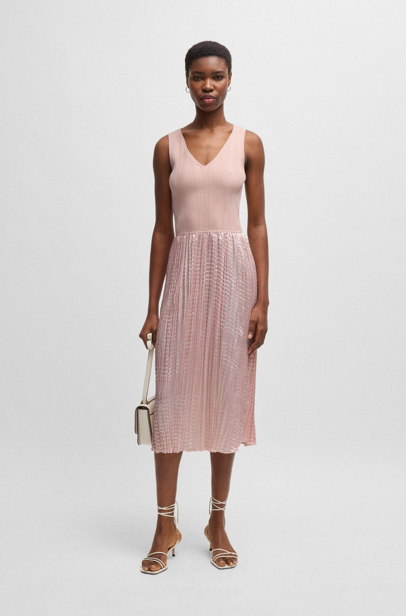 BOSS KNITTED DRESS WITH LUSTROUS STRUCTURED SKIRT outlook