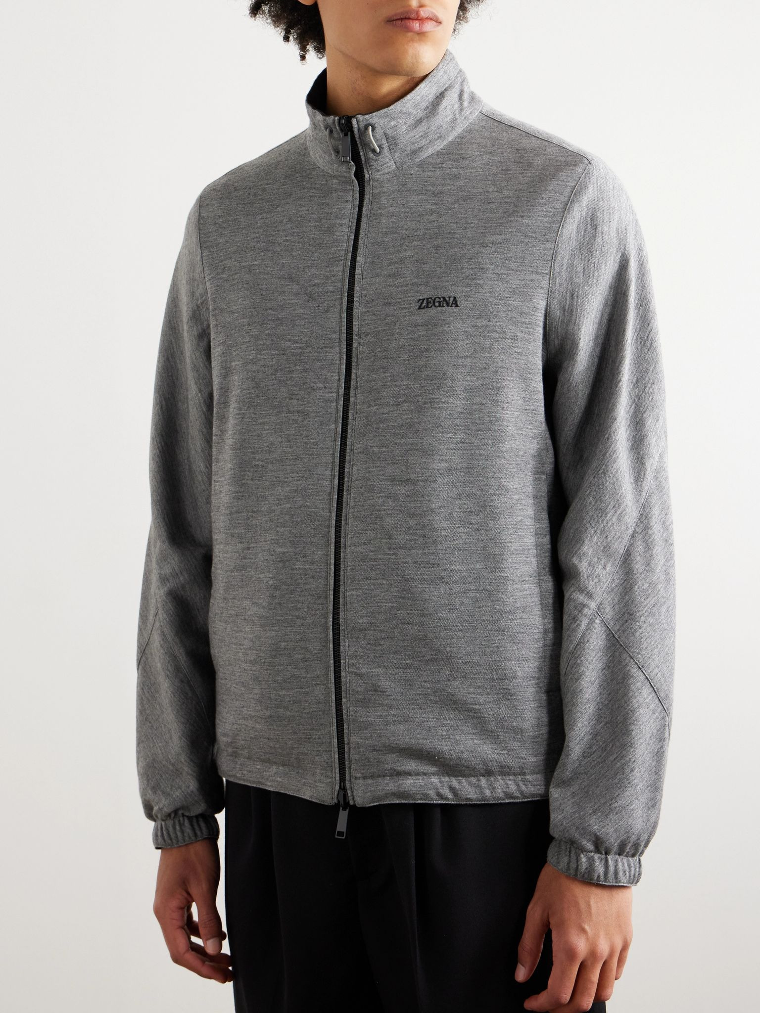 Reversible Shell and Cashmere, Cotton and Silk-Blend Jacket Black - 6