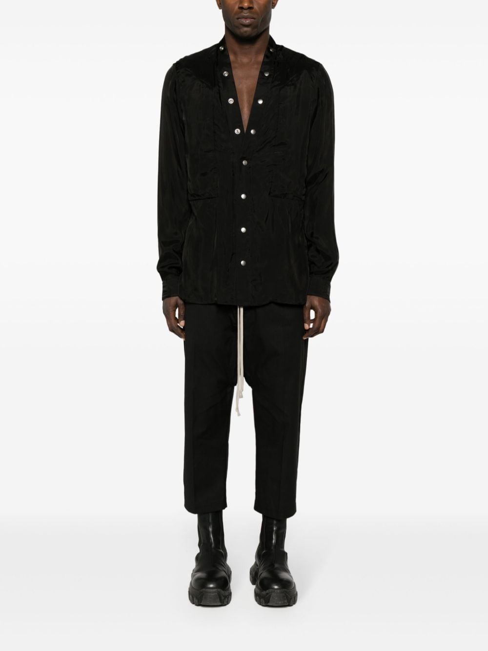 V-neck satin-finish shirt - 2