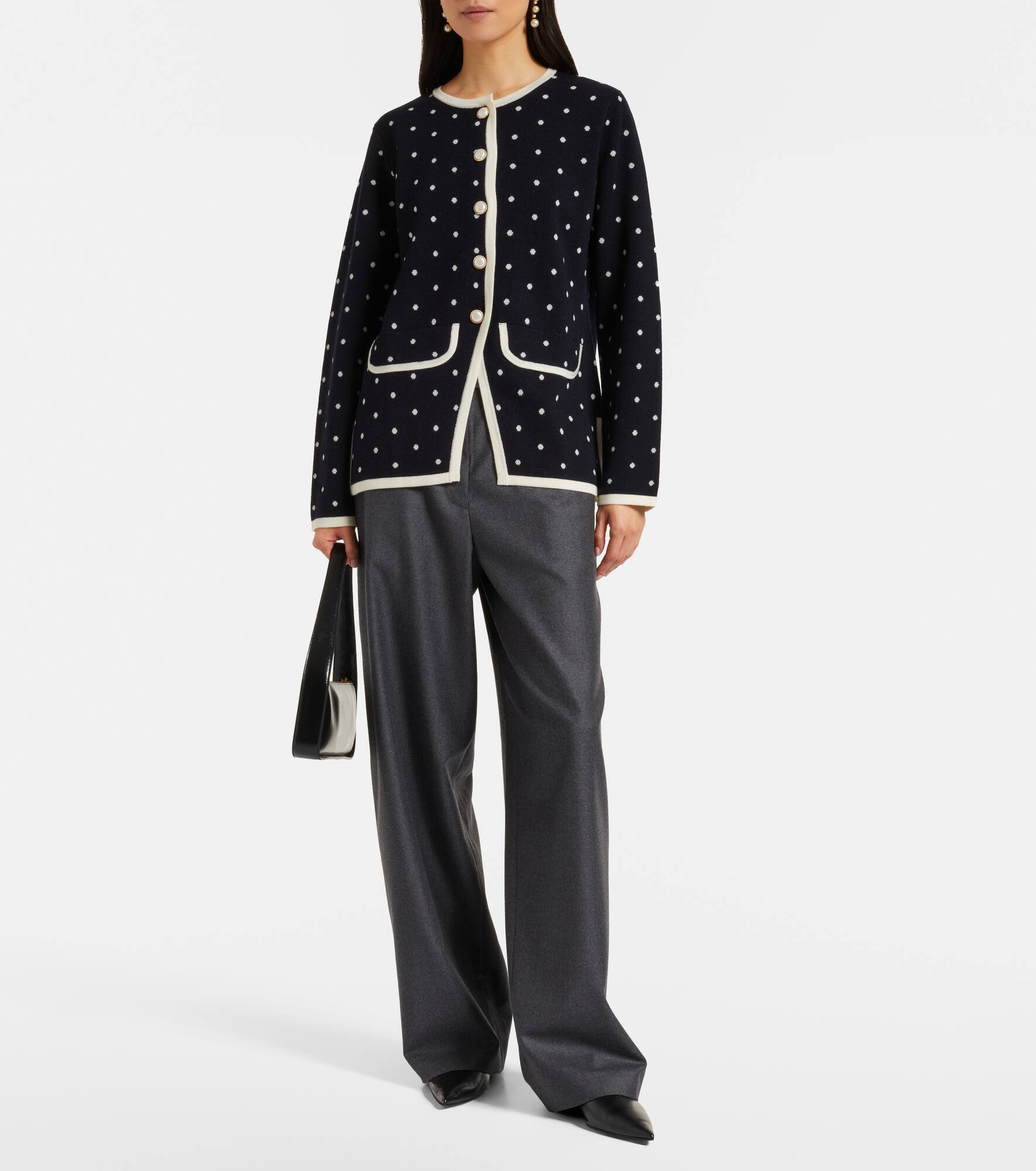 Mirja polka-dot wool-blend cardigan - 2