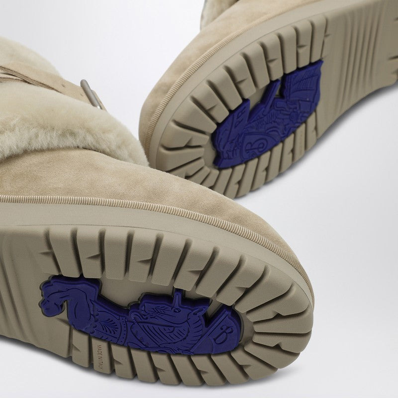 Burberry Chubby Snow Boots In Suede And Beige Shearling Women - 4
