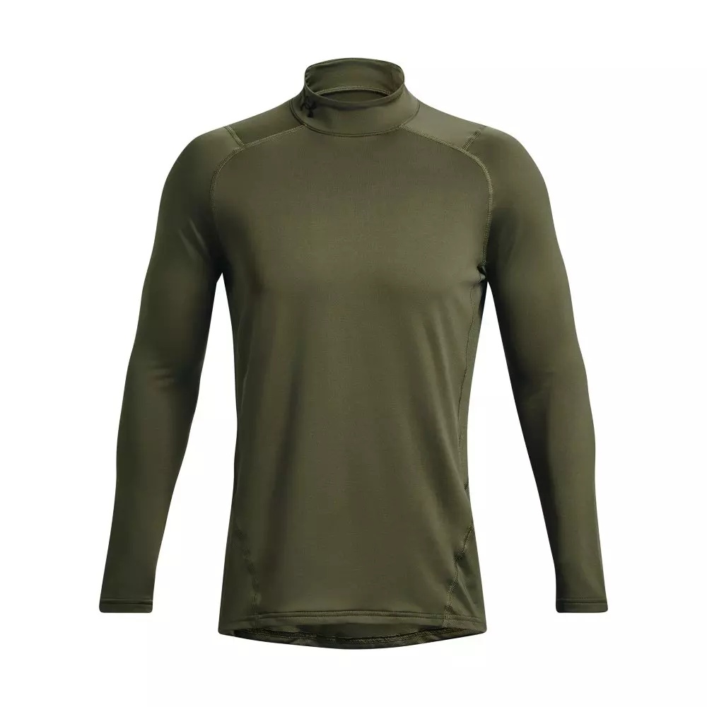 Men's ColdGear Fitted Mock Neck Shirt - Green/Black - 5
