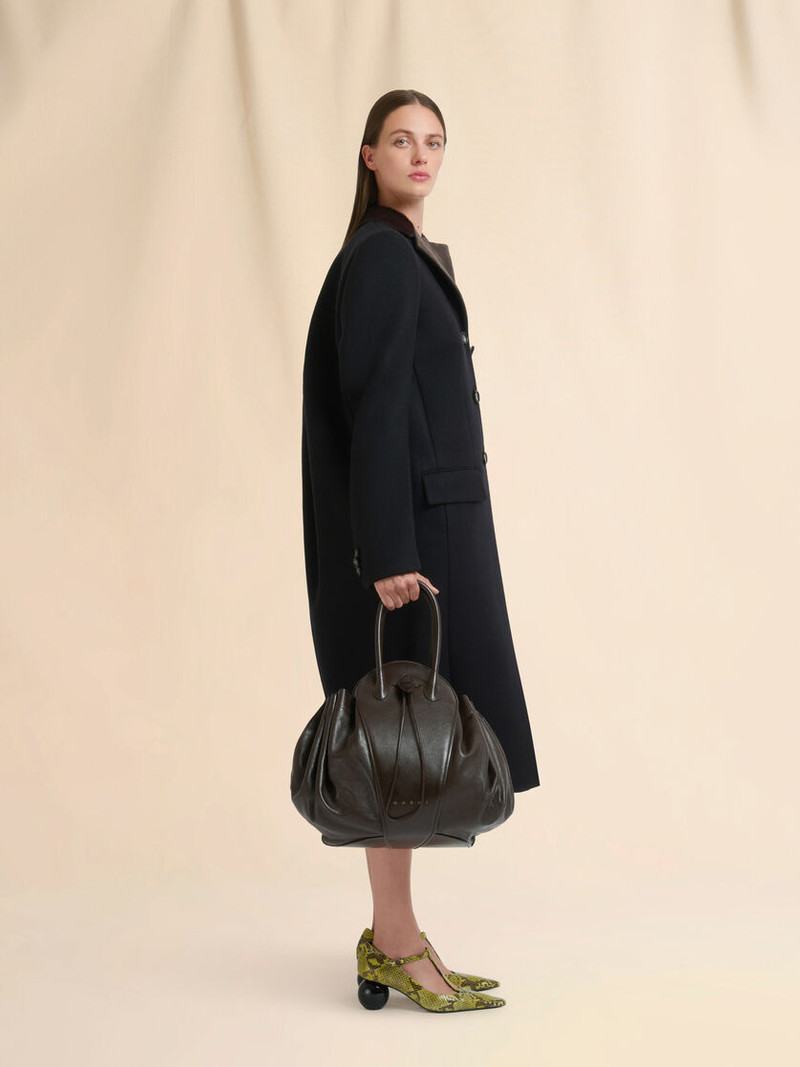 Marni BROWN LEATHER TULIPEA LARGE HANDBAG outlook