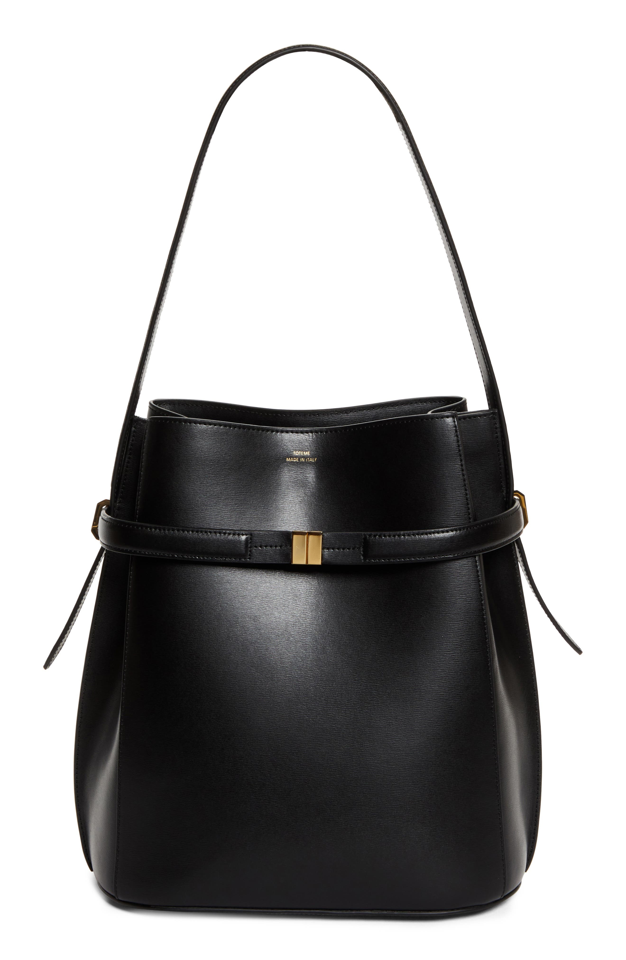 TOTEME Belted Leather Bucket Bag in Black at Nordstrom - 1
