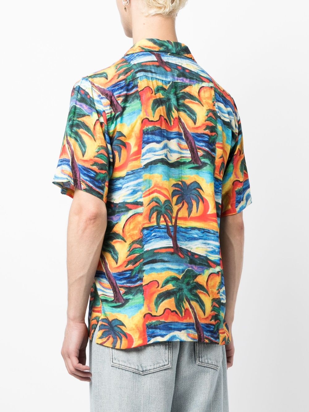 sunset-print EcoVero shirt - 4
