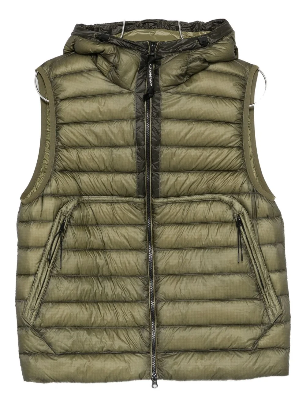hooded zip-up vest - 1