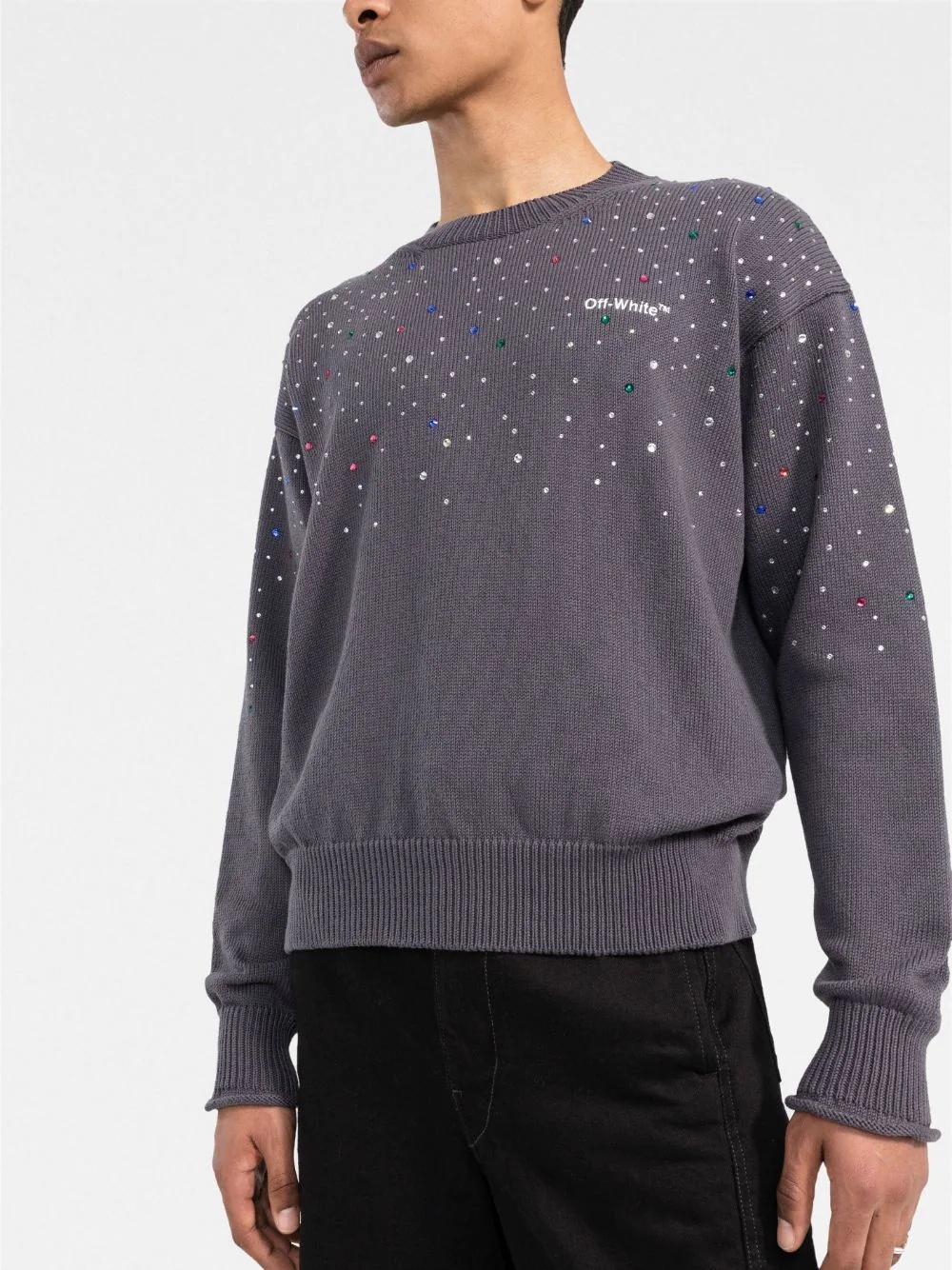 rhinestone-embellished knit jumper - 3