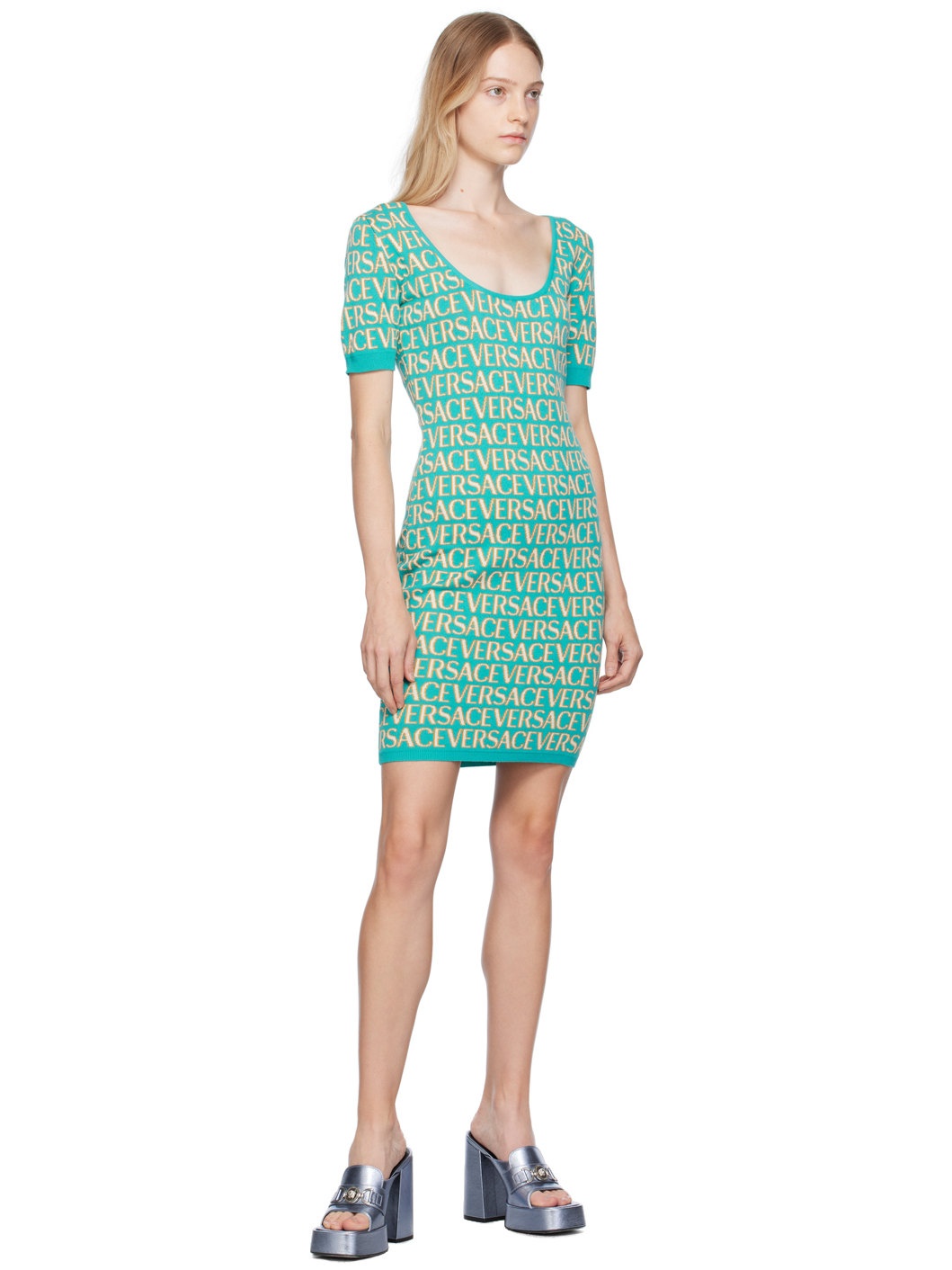 Blue Allover Minidress - 4