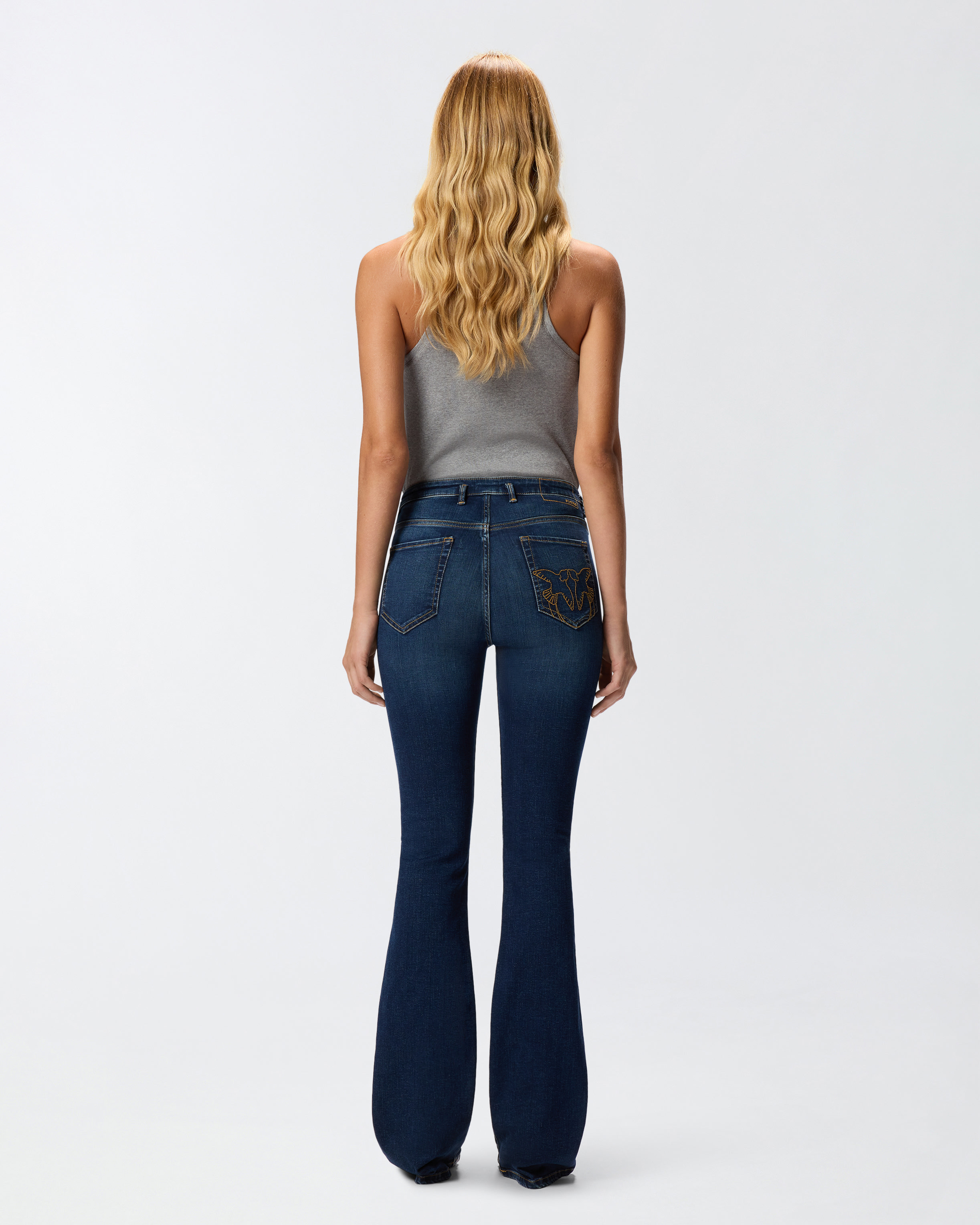 FLARED POWER STRETCH DENIM JEANS - 4