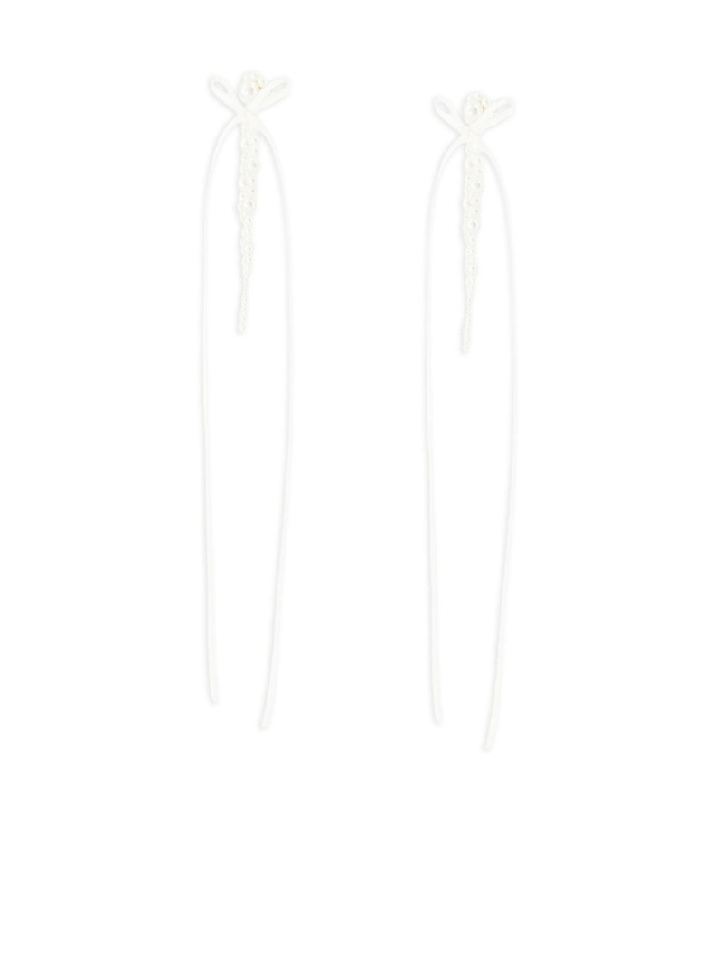 Simone Rocha slim bow ribbon earrings outlook