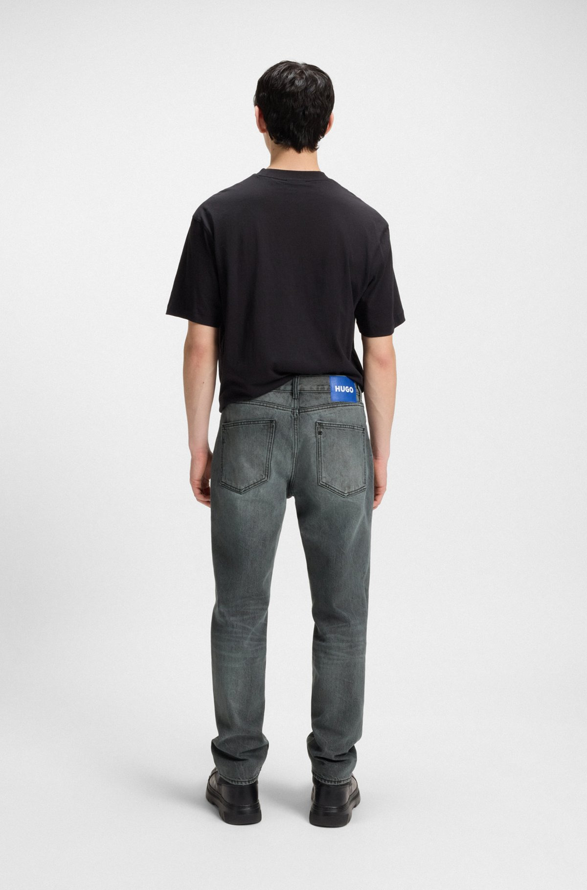 REGULAR-FIT JEANS IN GRAY RIGID DENIM - 4