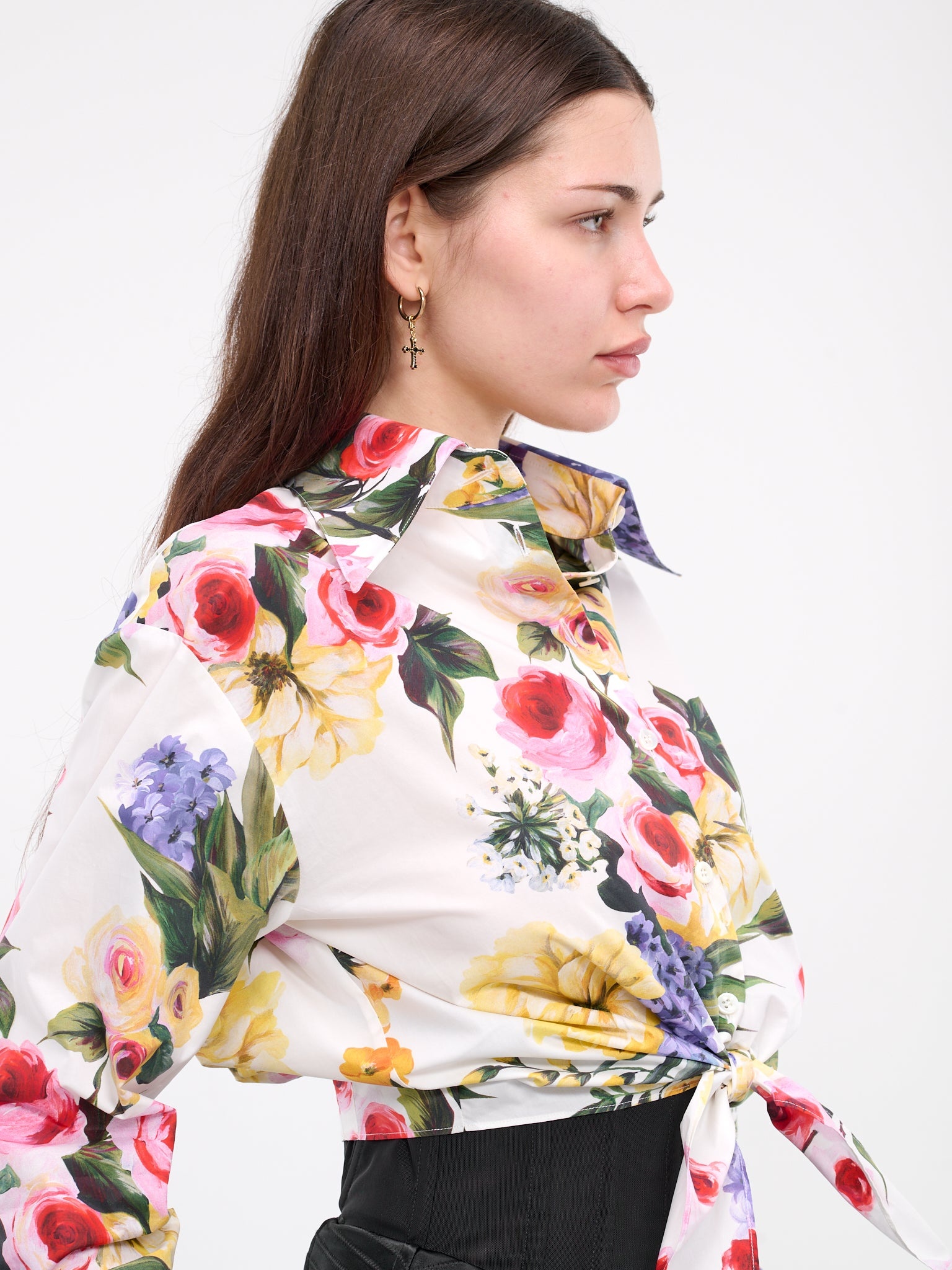 Garden Print Pussy-Bow Shirt - 5