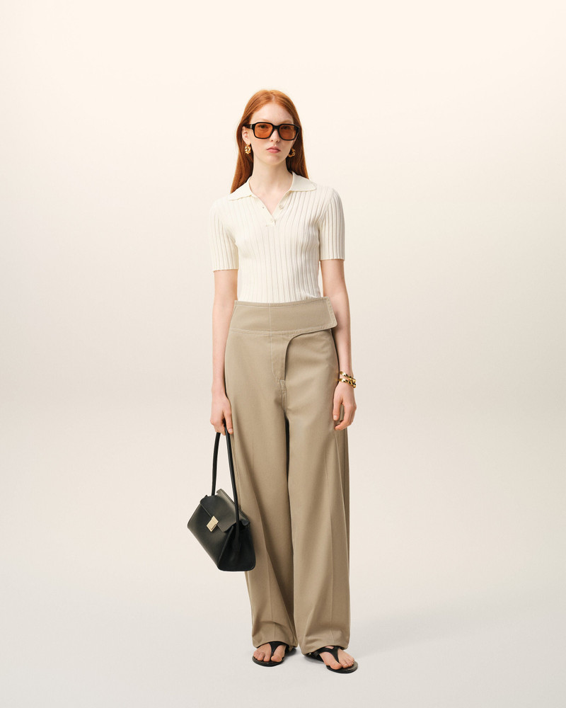 AMI Paris BEIGE COTTON WRAPPED BELTED TROUSERS outlook