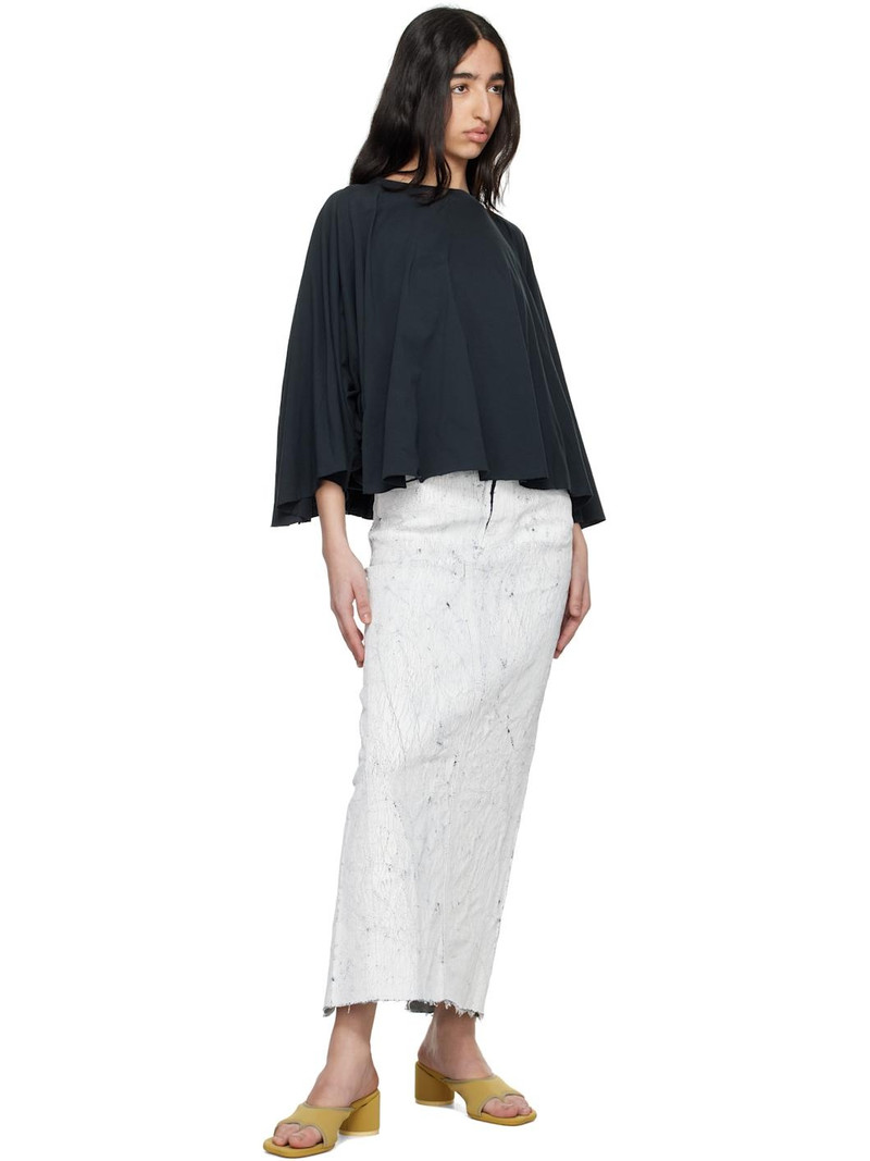MM6 Maison Margiela White Hand-Painted Denim Maxi Skirt outlook