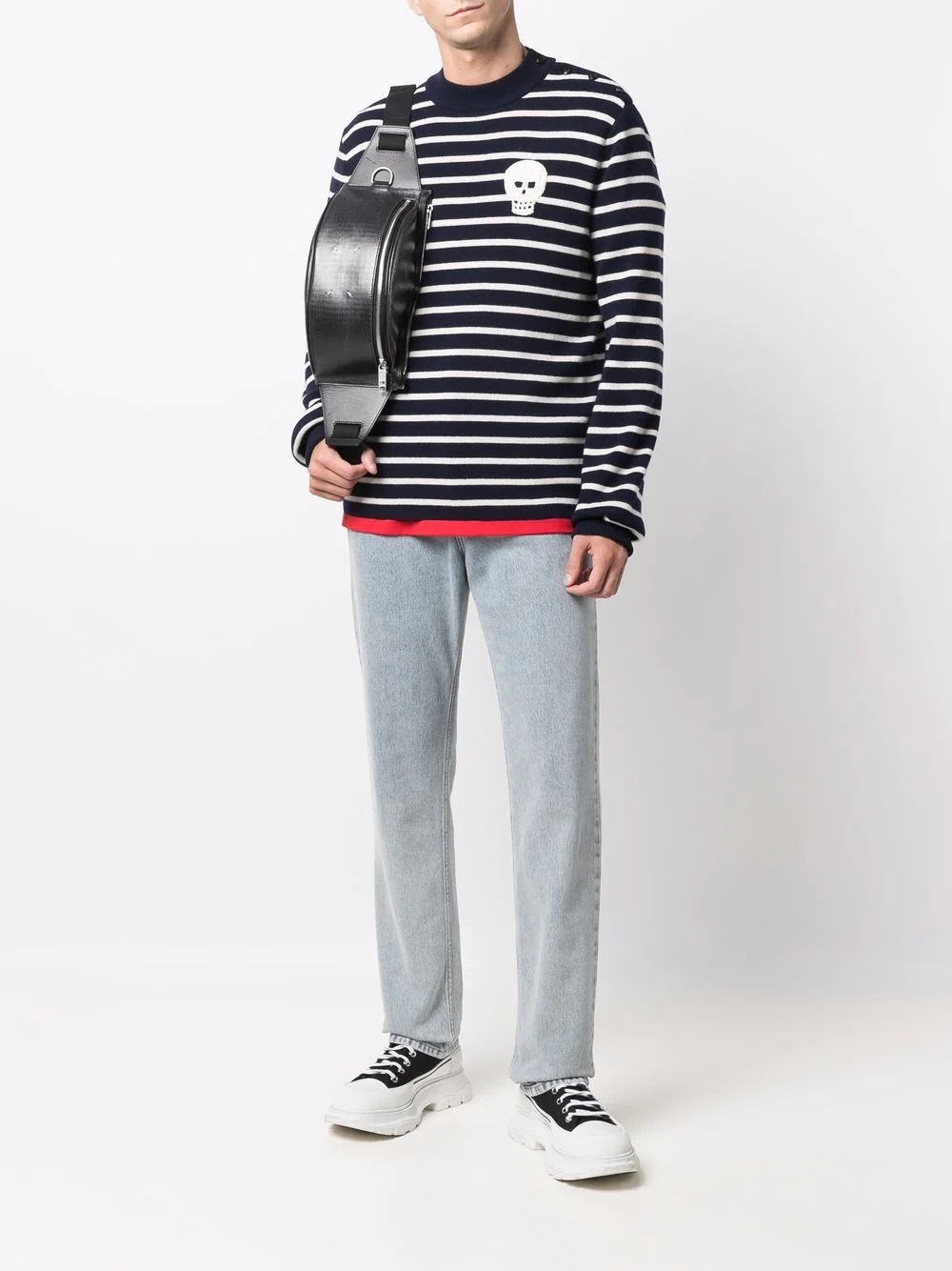 striped mock-neck jumper - 2