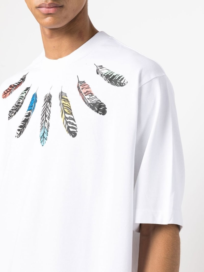Collar Feathers Over printed T-shirt - 5