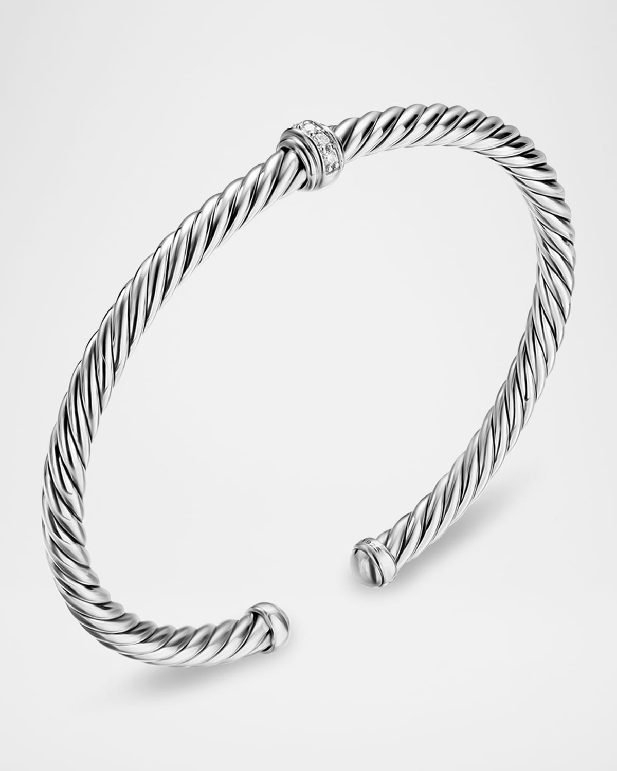 Cable Flex Center Station Bracelet with Diamonds in Silver, 4mm - 2