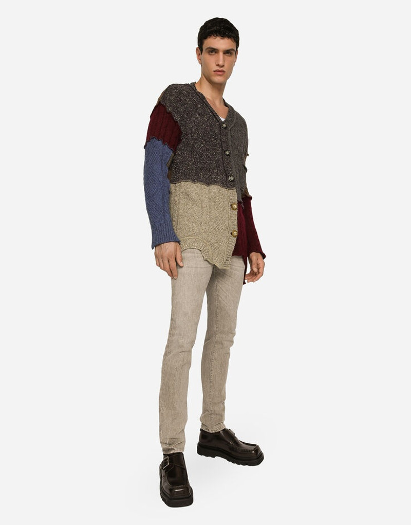 Washed stretch denim jeans with abrasions 5