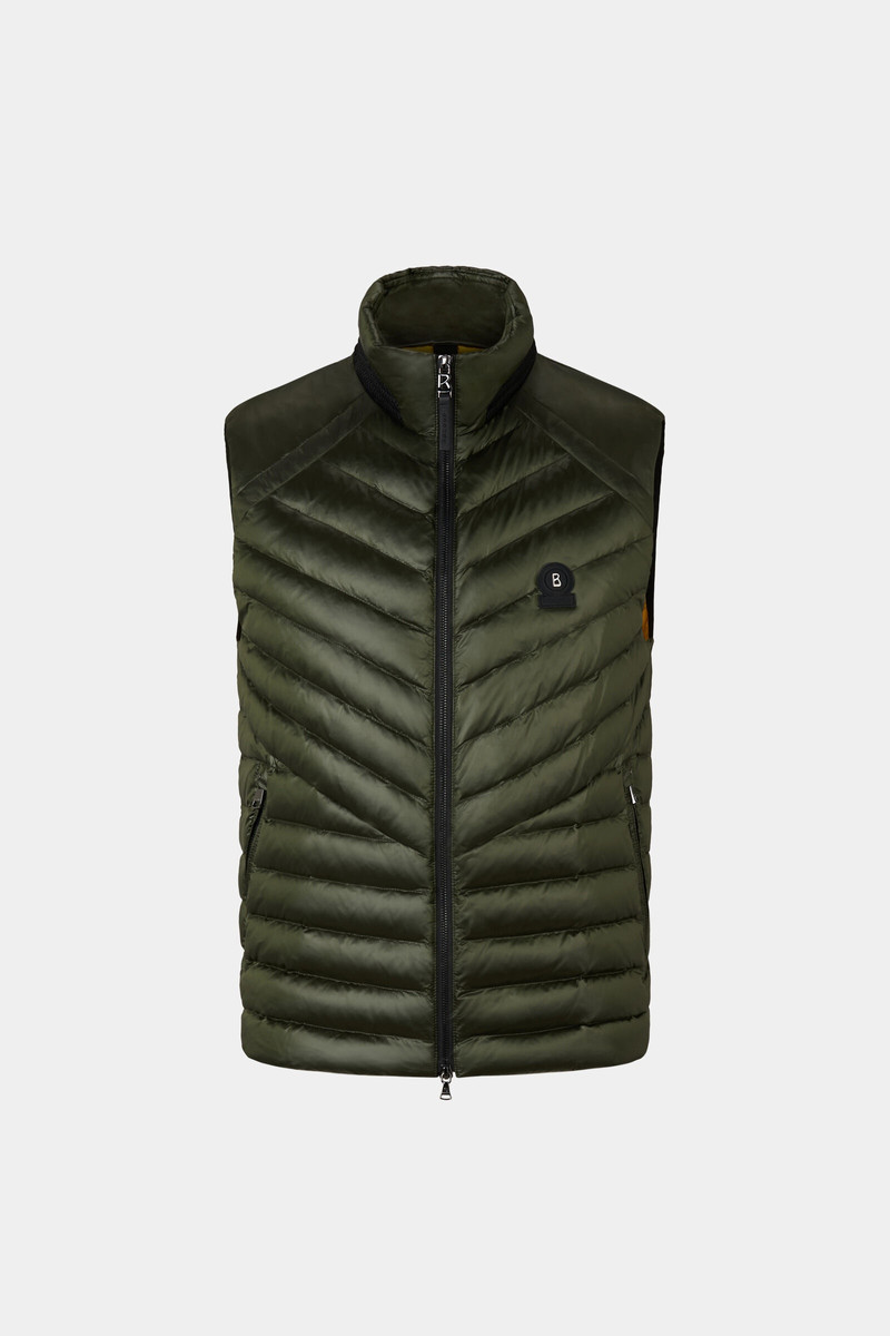 Lasse Lightweight down gilet in Olive green 1