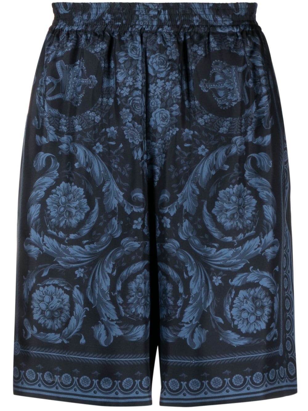 all-over Barroco print silk shorts - 1