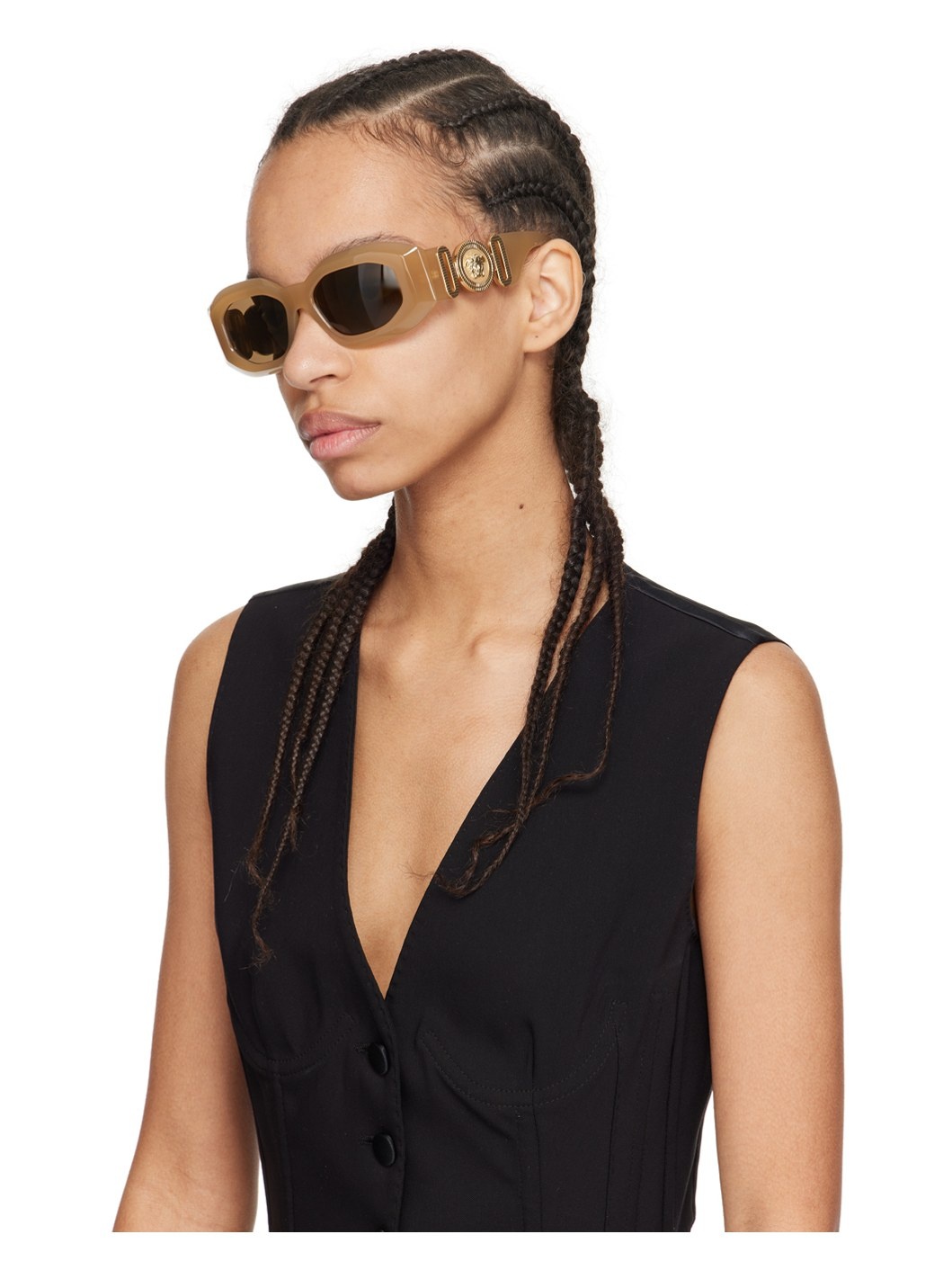 Tan Maxi Medusa Biggie Sunglasses - 4