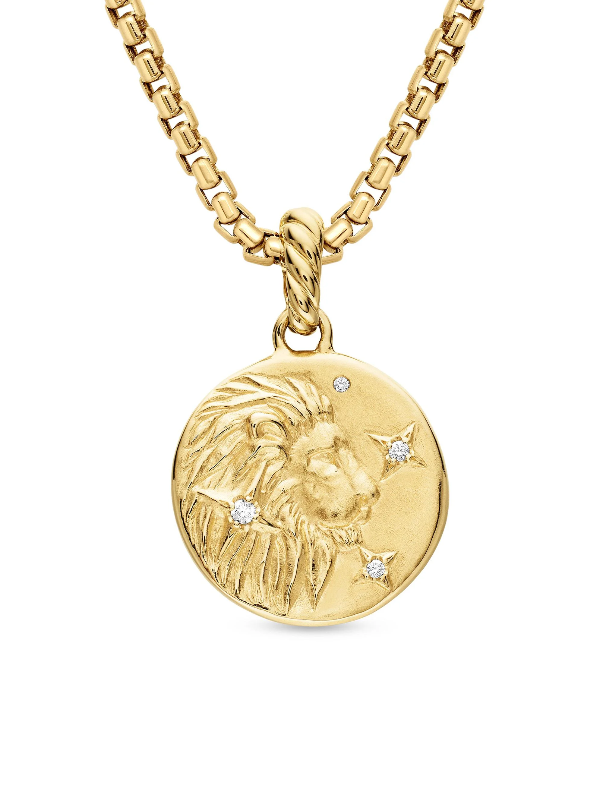Women's Zodiac Amulet in 18K Yellow Gold with Diamonds - Leo - 1