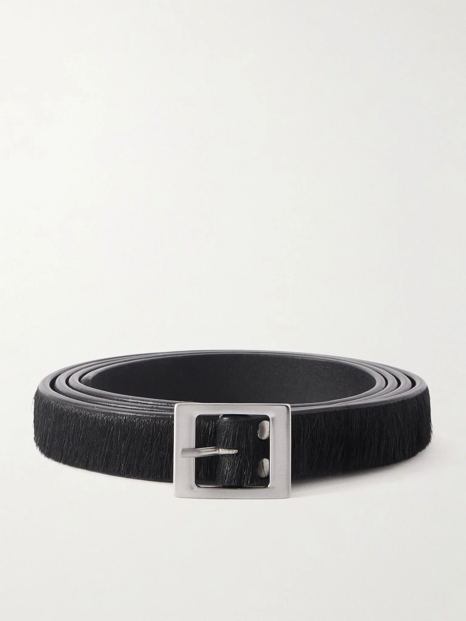 2cm Calf Hair Belt Black - 1
