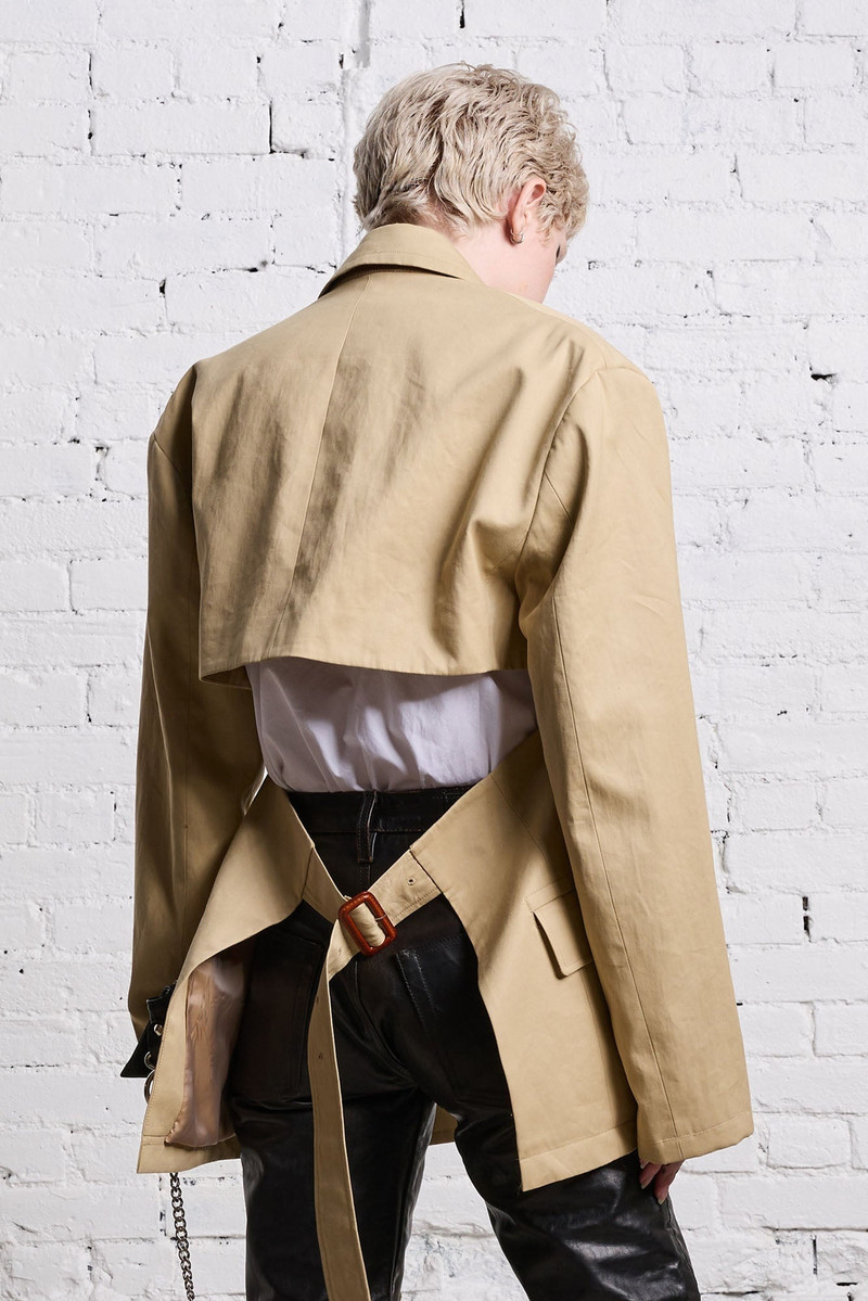 R13 DOUBLE BREASTED OPEN BACK BLAZER - LIGHT KHAKI outlook