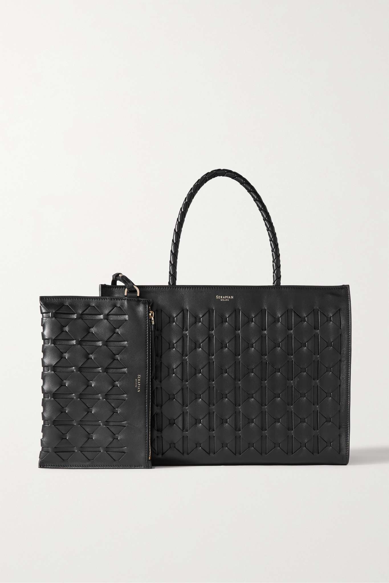 1928 woven leather tote - 6