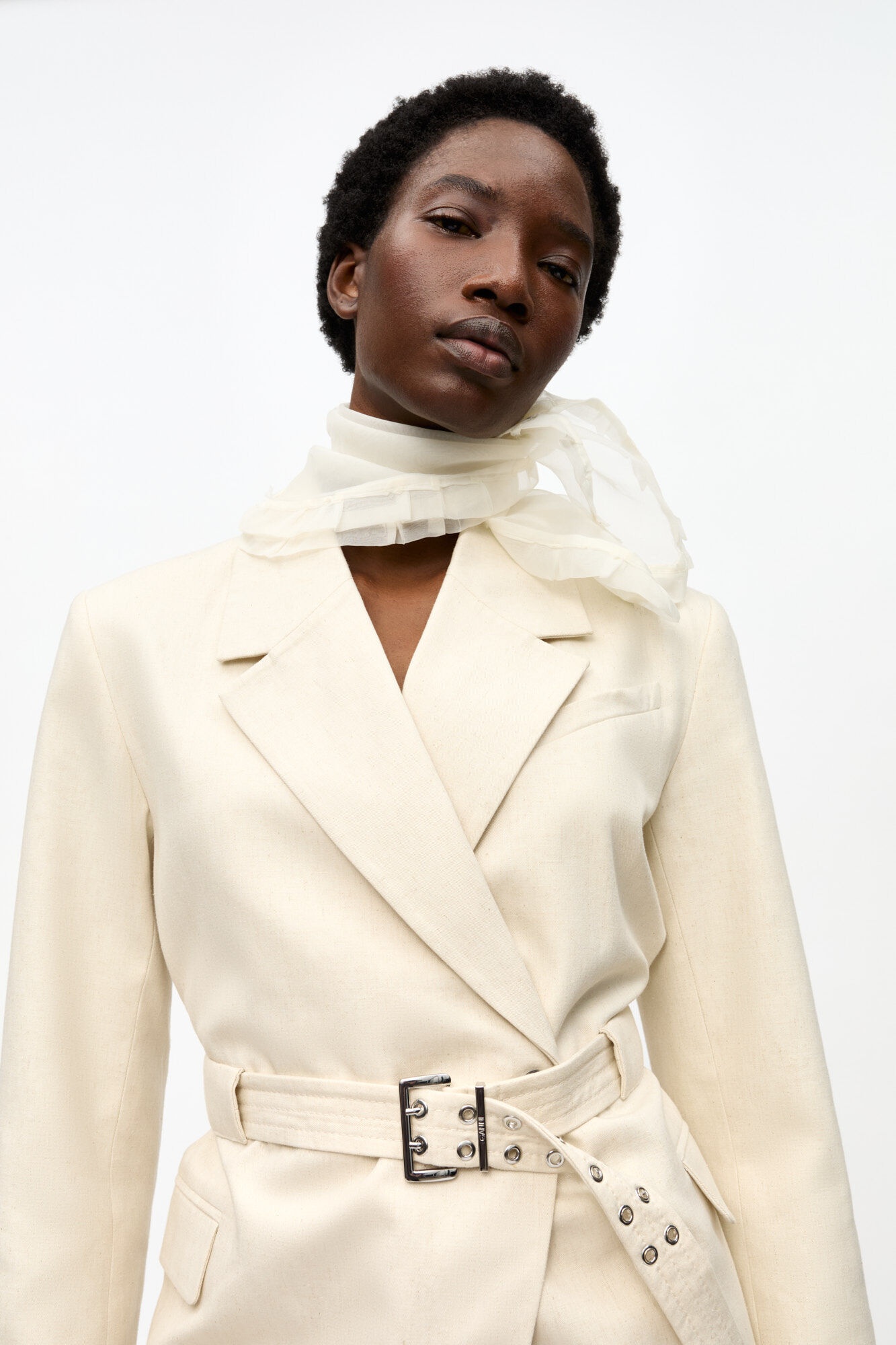 OFF-WHITE COTTON MELANGE TAILORING BLAZER - 5