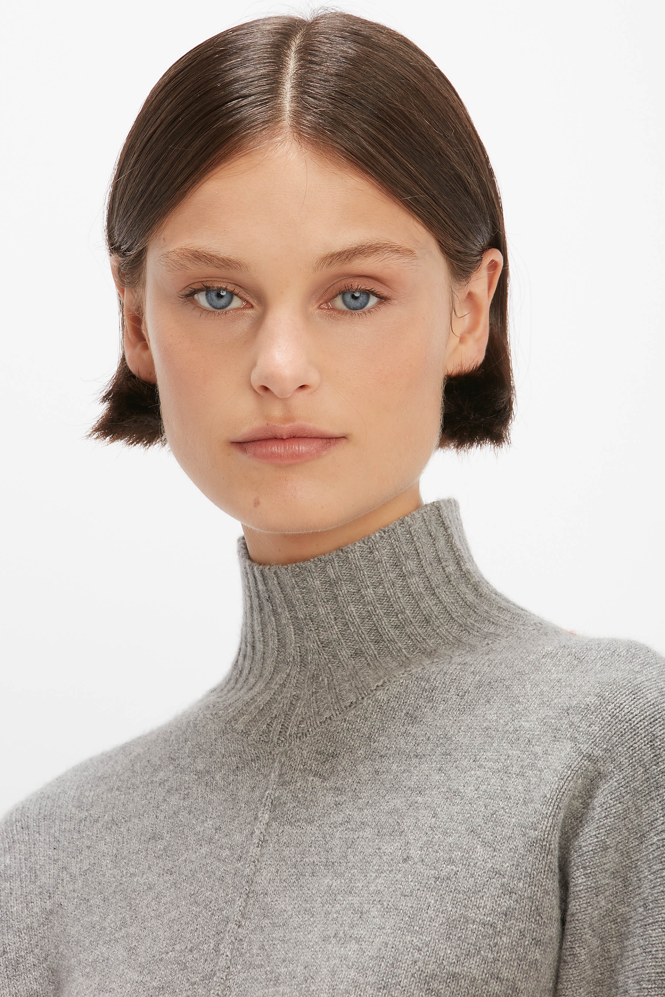 Polo Neck Jumper in Grey Marl - 5