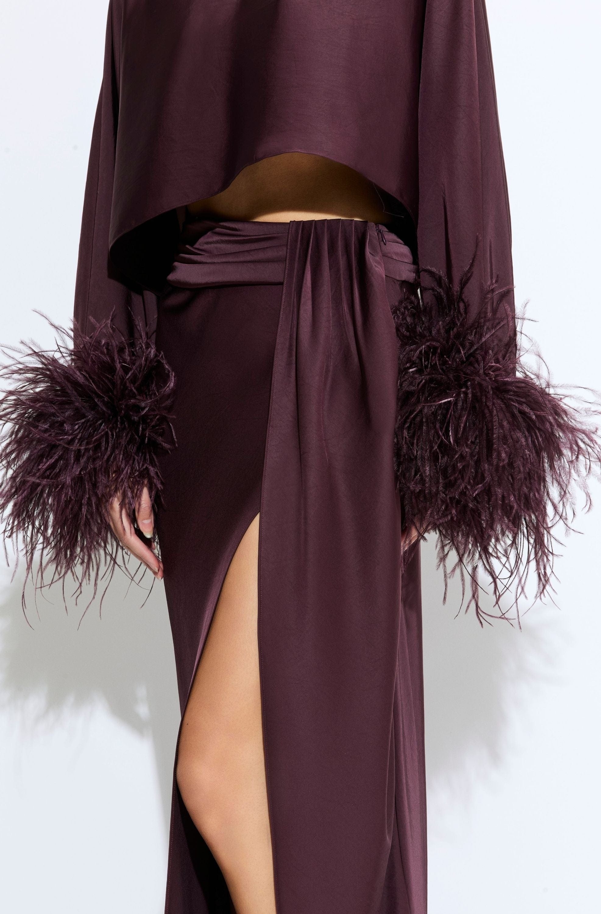Lightweight Satin Asymmetric Maxi Skirt - 4