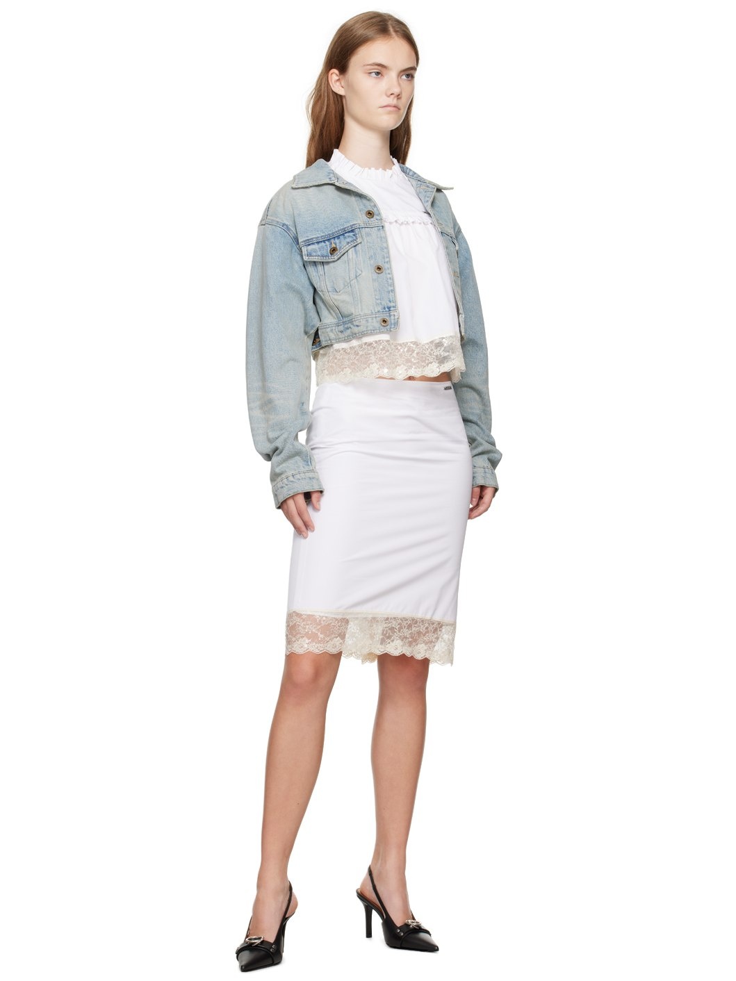 White Lace Trim Blouse - 4