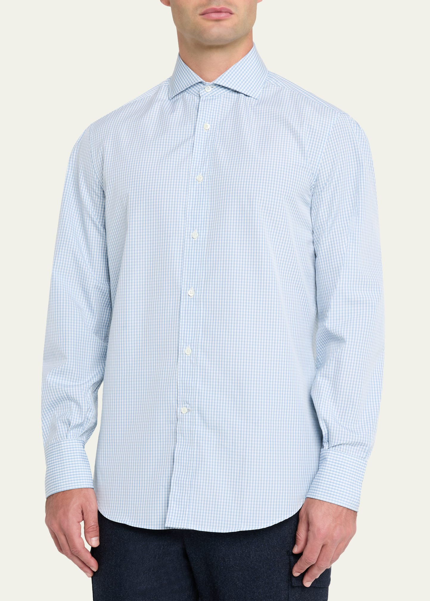 Men's Gingham Check Long-Sleeve Shirt - 4