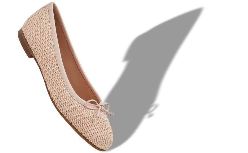Manolo Blahnik Light Pink Raffia Ballerina Flats outlook